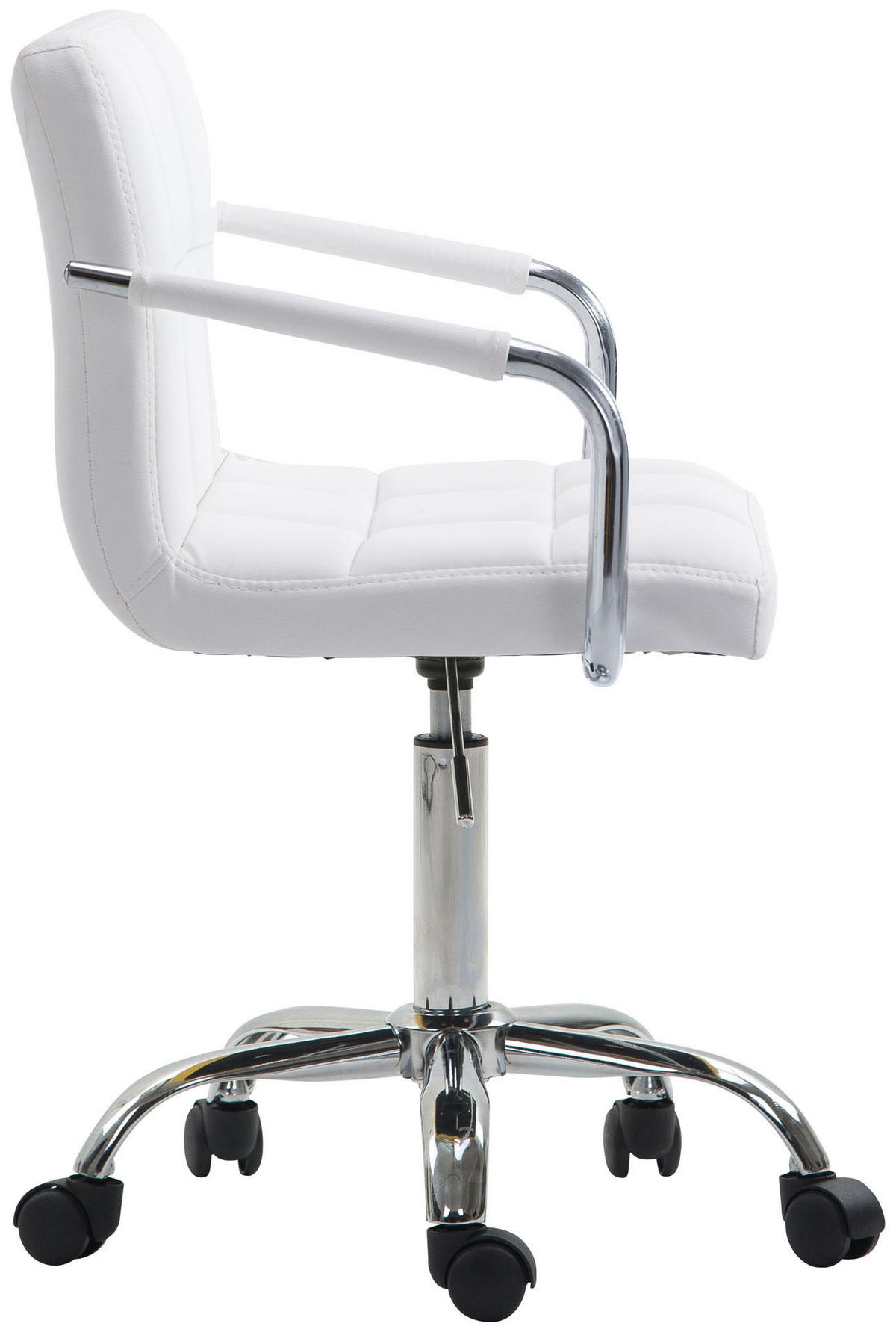 DREHSTUHL Lederlook weiß - Chromfarben/Weiß, Textil/Metall (52/76/44cm) - CLP