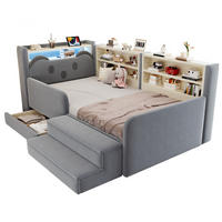 POLSTERBETT 90*200 cm mit LED, USB und Schublade, Hellgrau - Hellgrau, Textil (90/200cm) - FLIEKS