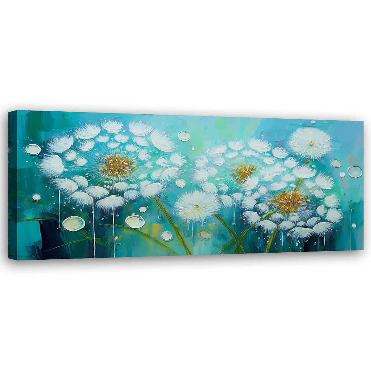 WANDBILD löwenzahn pflanzen blumen türkis - Blau, Textil (90/30cm) - Feeby