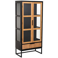 VITRINE mit 2 türen und 1 schublade, holz und metall, 72x41x159 cm - Braun, Holz (72/158/40cm) - Wanderlust