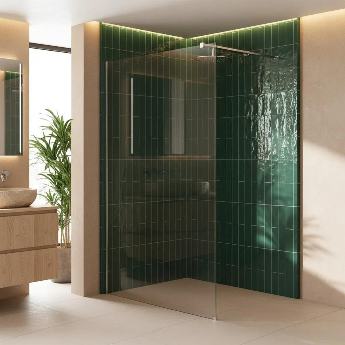 DUSCHWAND Rea Flexi Transparent / Chrome 80 - Chromfarben, Glas (120/80/195cm) - REA