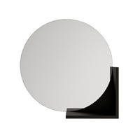 WANDSPIEGEL Lucija, Round 60 cm, mit Ablage, Schwarz - Schwarz, Holzwerkstoff (60/60/12cm) - Skandica