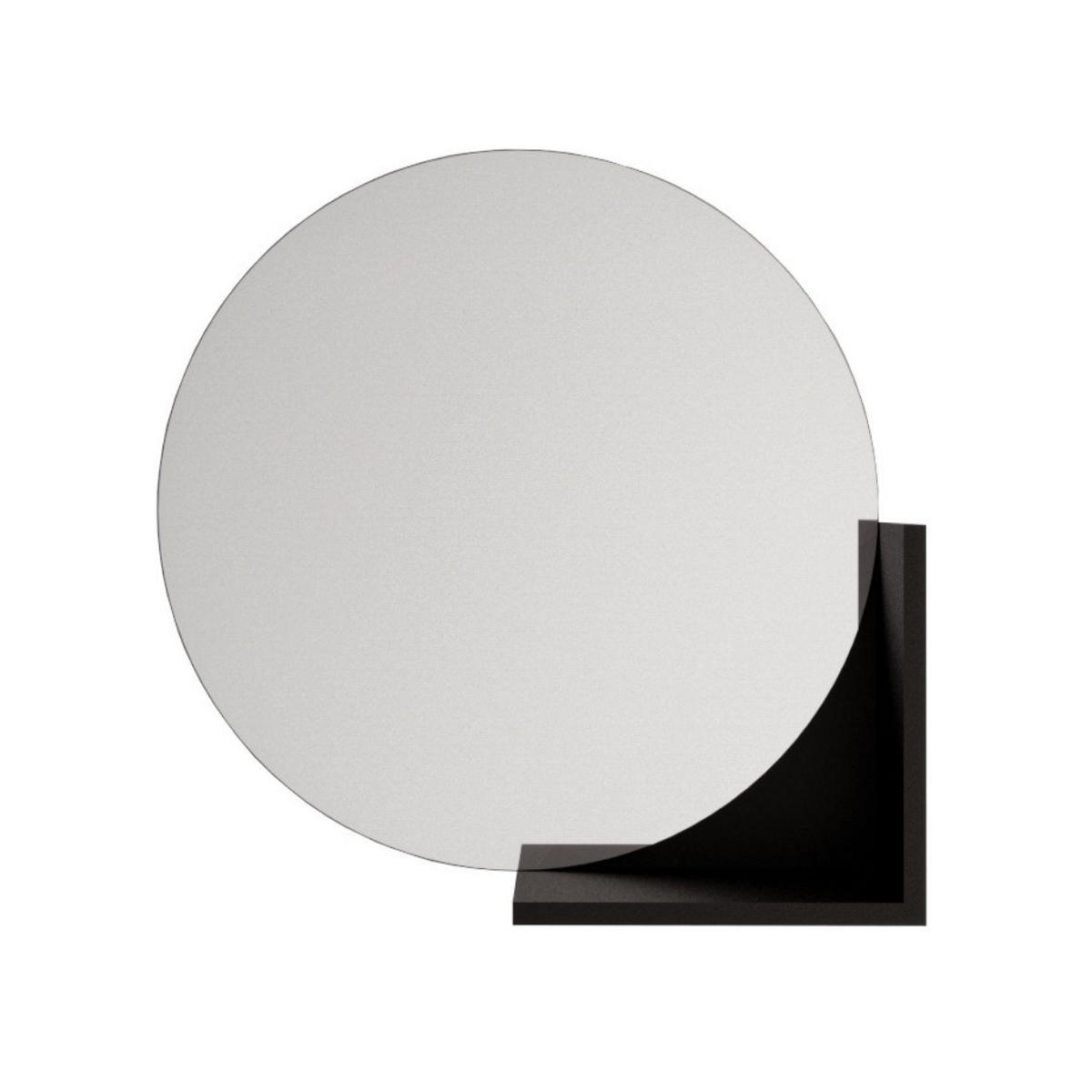 WANDSPIEGEL Lucija, Round 60 cm, mit Ablage, Schwarz - Schwarz, Holzwerkstoff (60/60/12cm) - Skandica