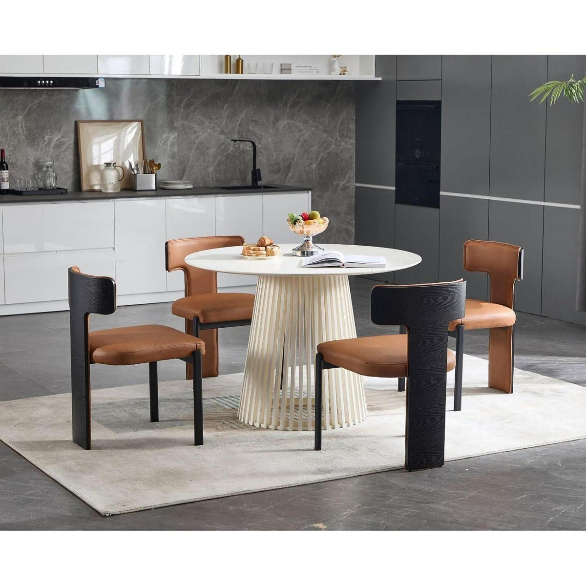 ESSZIMMERSTÜHLE 4er Set mit geschwungener Holzrückenlehne, braun - Braun, Kunststoff (50/76/51cm)