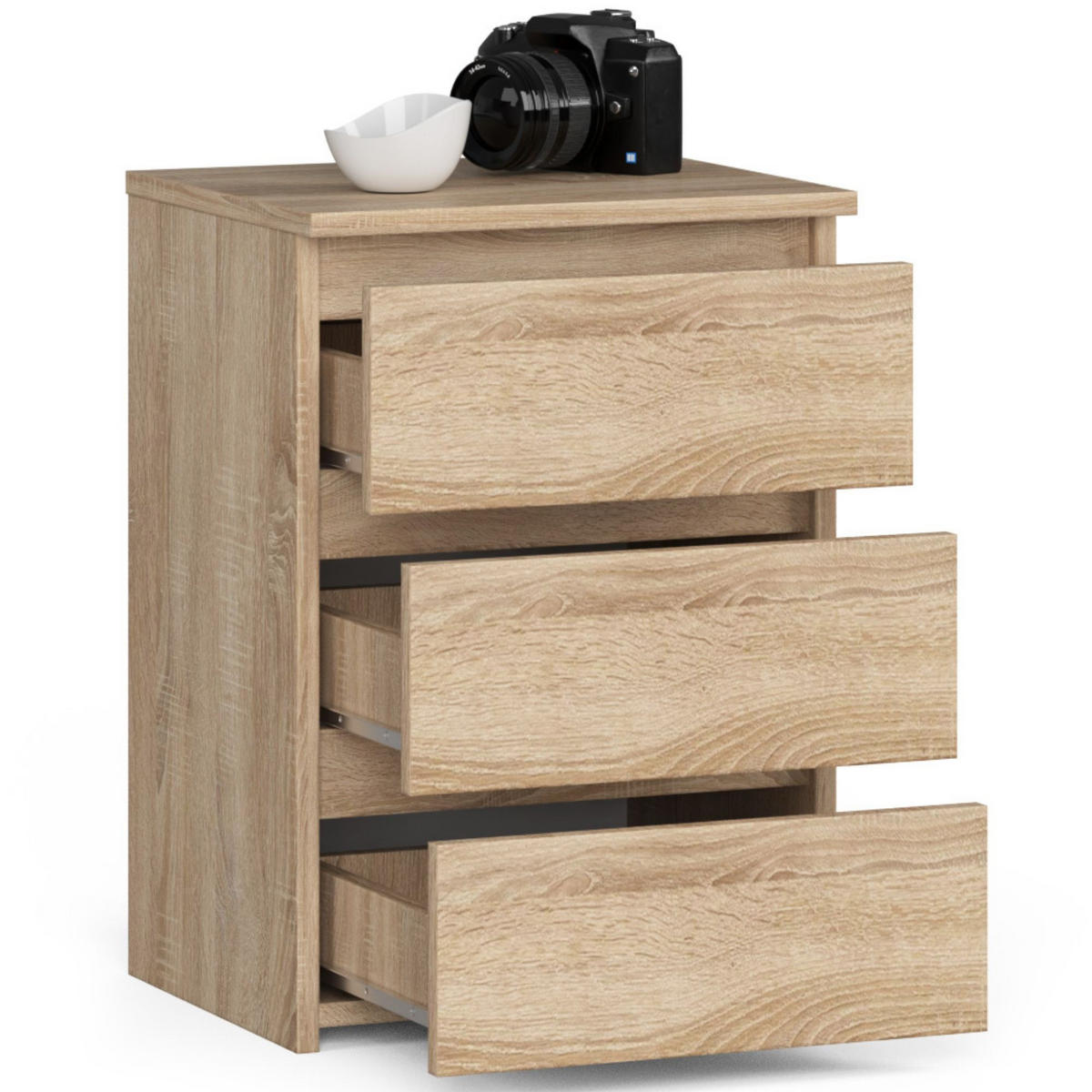 NACHTSCHRANK Sonoma Eiche 40x35x57 cm - Hellgrau/Sonoma Eiche, Holzwerkstoff (40/57/35cm) - Akord