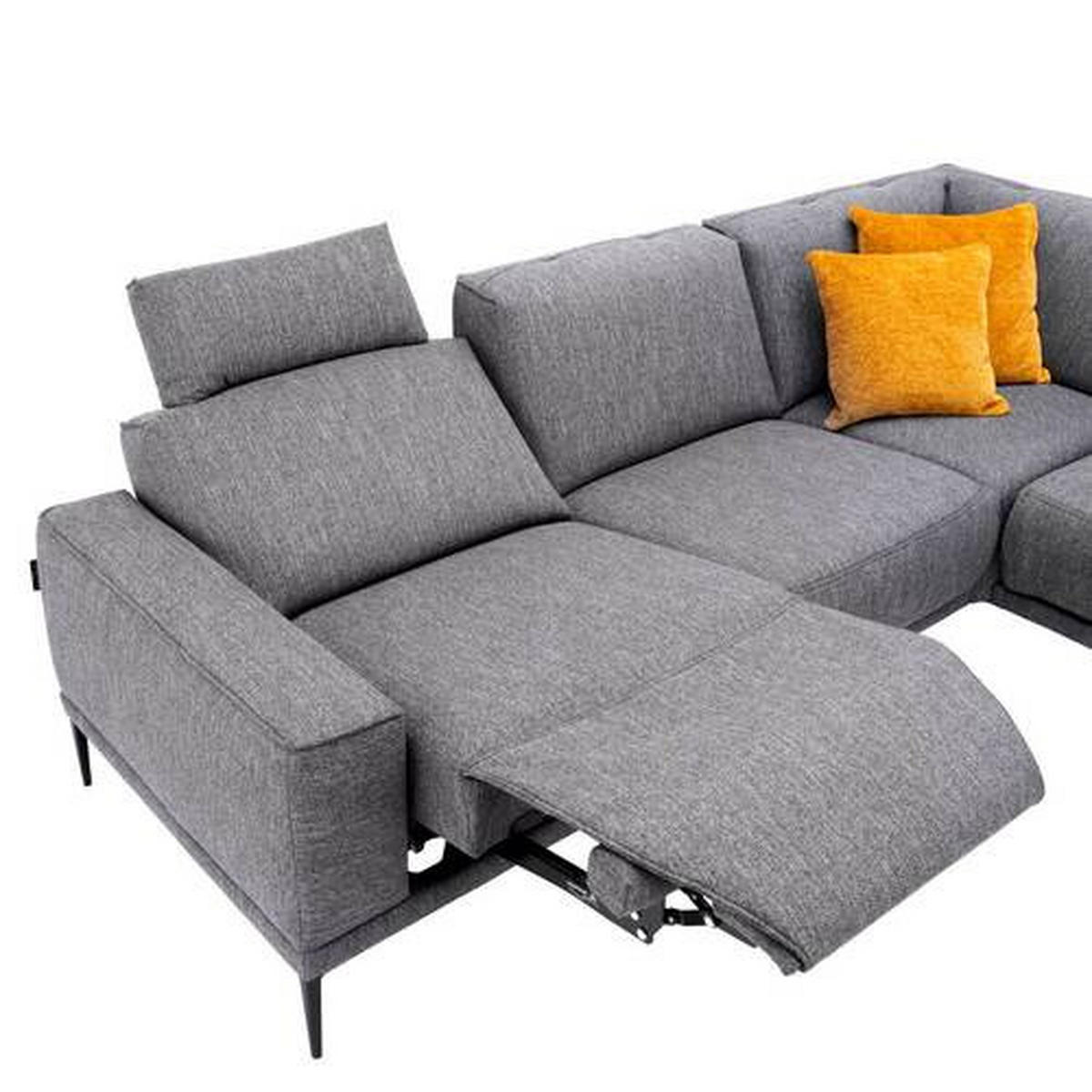 ECKSOFA in Flachgewebe Graphitfarben  - Schwarz/Graphitfarben, Design, Textil/Metall (260/210cm) - Johann Jakob
