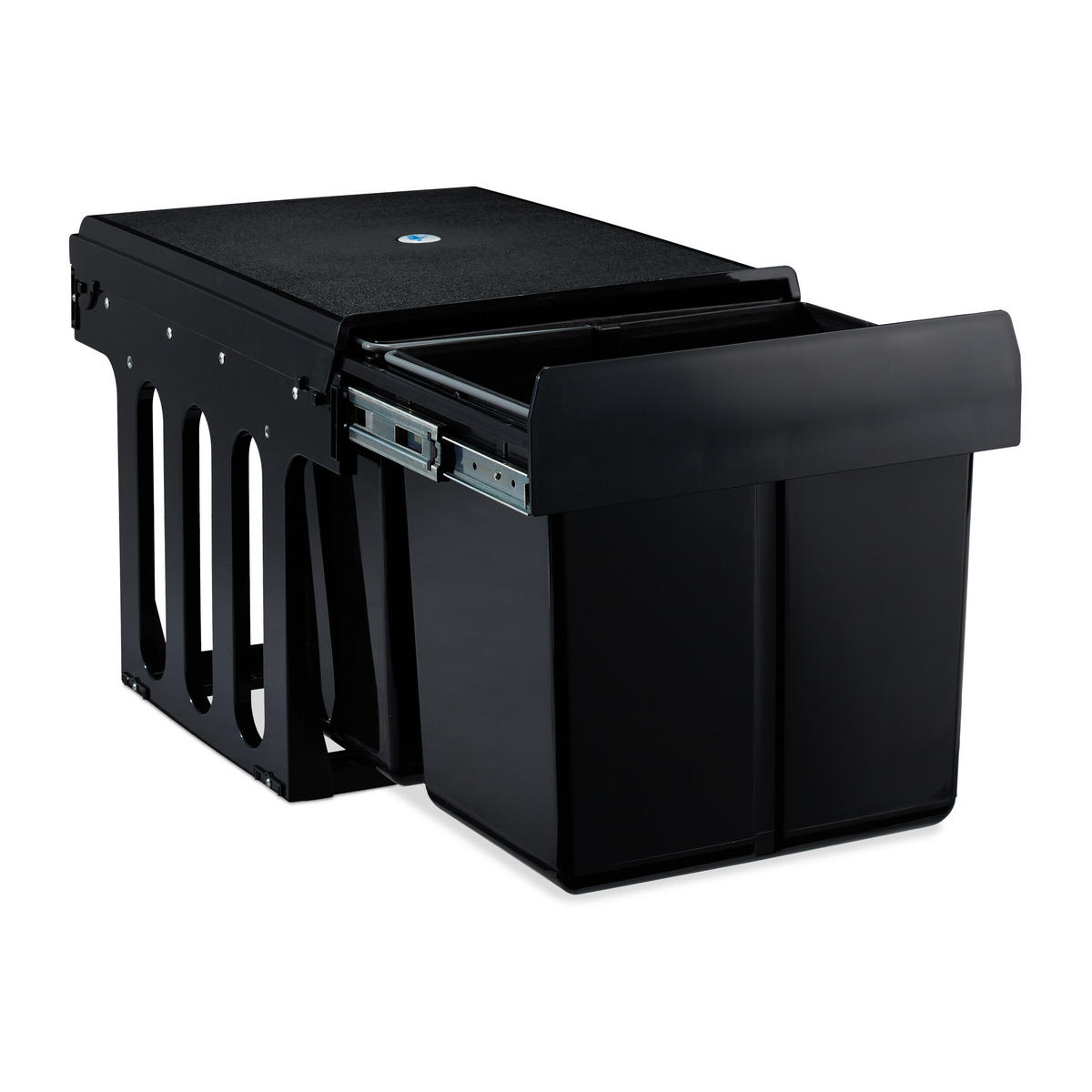 EINBAUMÜLLEIMER 2x15 L - Schwarz, Kunststoff/Metall (34.3/35.1/48cm) - Relaxdays