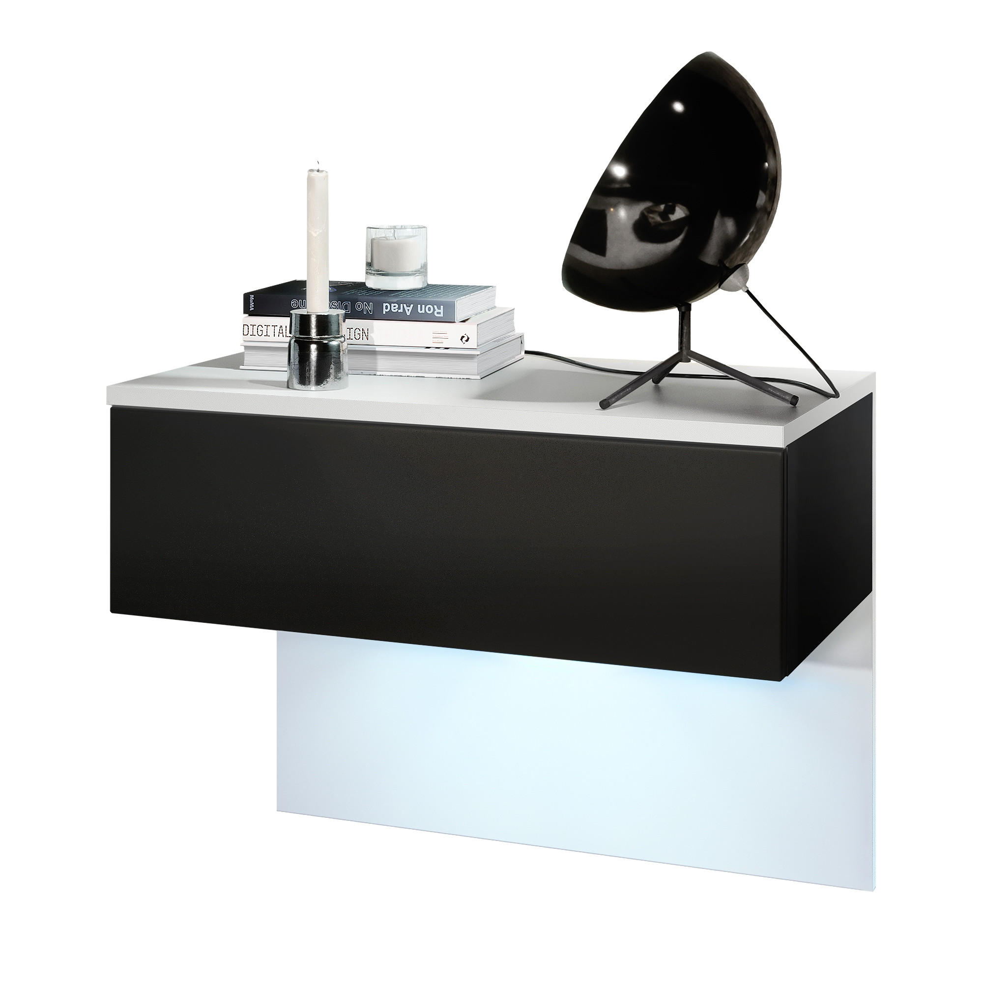 Vladon Nachttisch Schwarz 60x46x35 cm