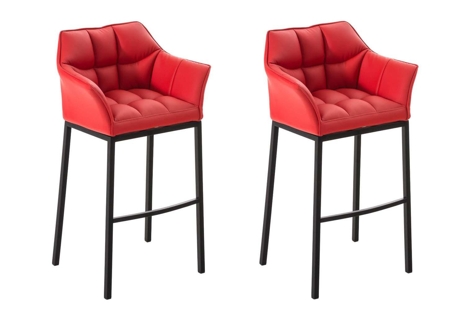 BARHOCKER 2er Set Lederlook Rot - Rot/Schwarz, Textil/Metall (64/110/48cm) - CLP