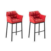 BARHOCKER 2er Set Lederlook Rot - Rot/Schwarz, Textil/Metall (64/110/48cm) - CLP