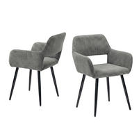 ESSZIMMERSTÜHLE 2er-Set, gepolstert, Cordbezug, Metallbeine, Grau - Grau, Textil (56/78/56cm) - Meubles Cosy