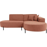 ECKSOFA Hana Loft 3-Sitzer Ecke Rechts, Boucle, Terra 241/80/168 cm - Terracotta/Schwarz, Textil/Metall (241/168cm) - WFL GROUP