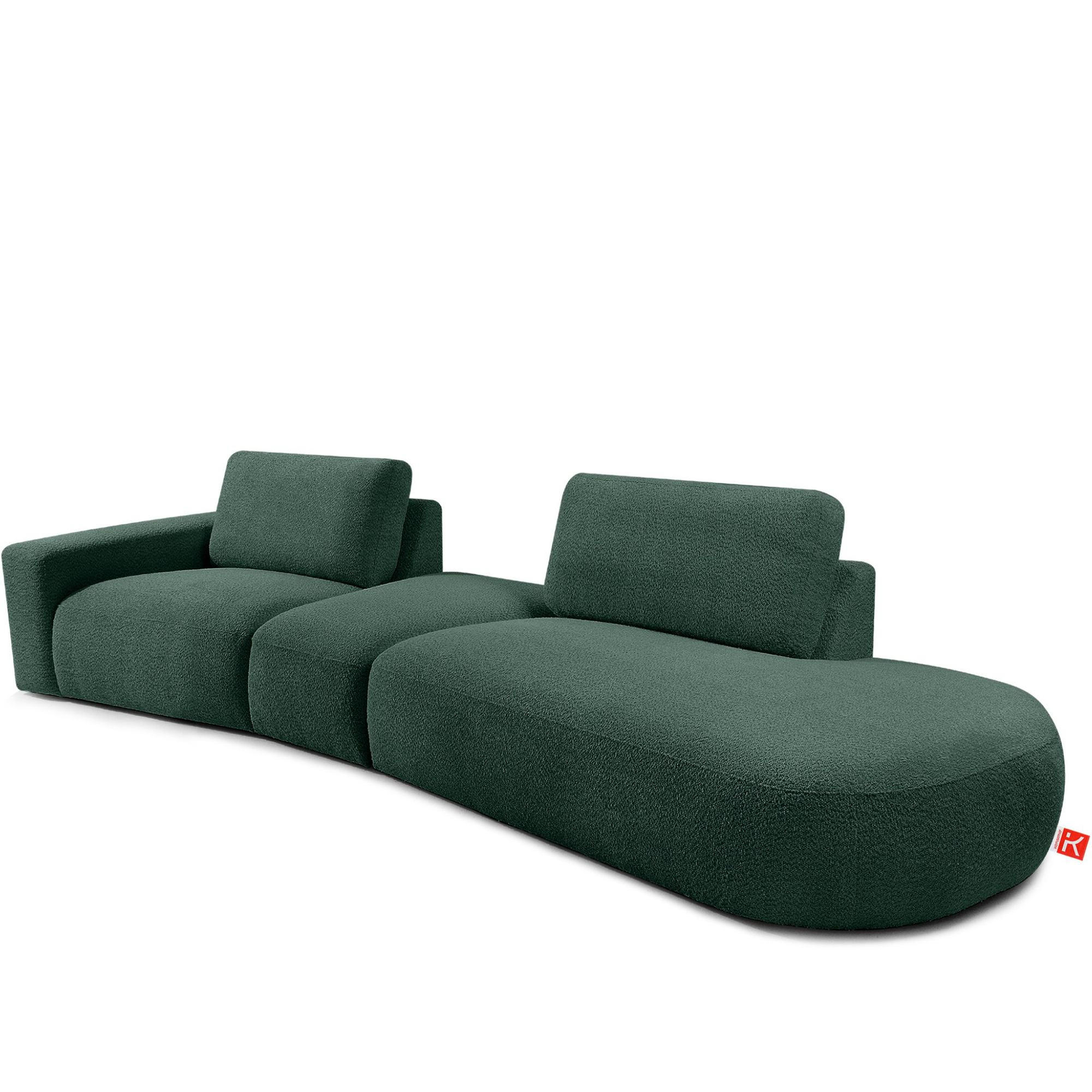 4-SITZER ECKSOFA ZUCCO Boucle rechts, Grün - Grün, Textil (350/84/105cm) - KONSIMO®
