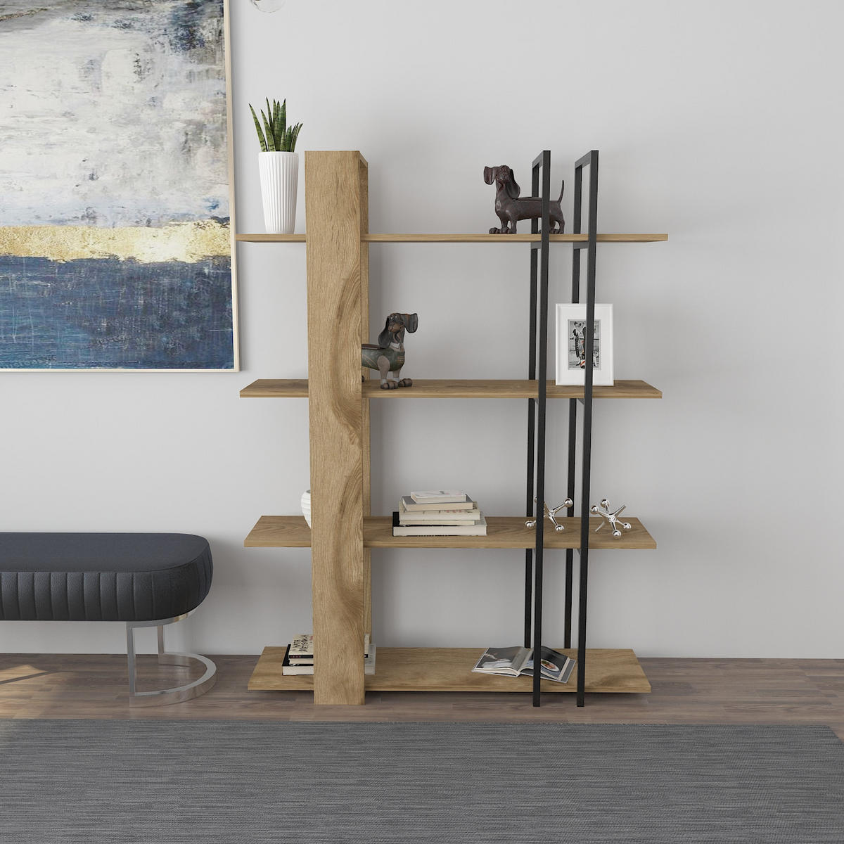 BÜCHERREGAL Onno - Schwarz/Braun, Holzwerkstoff (120/160/42cm) - Decorotika