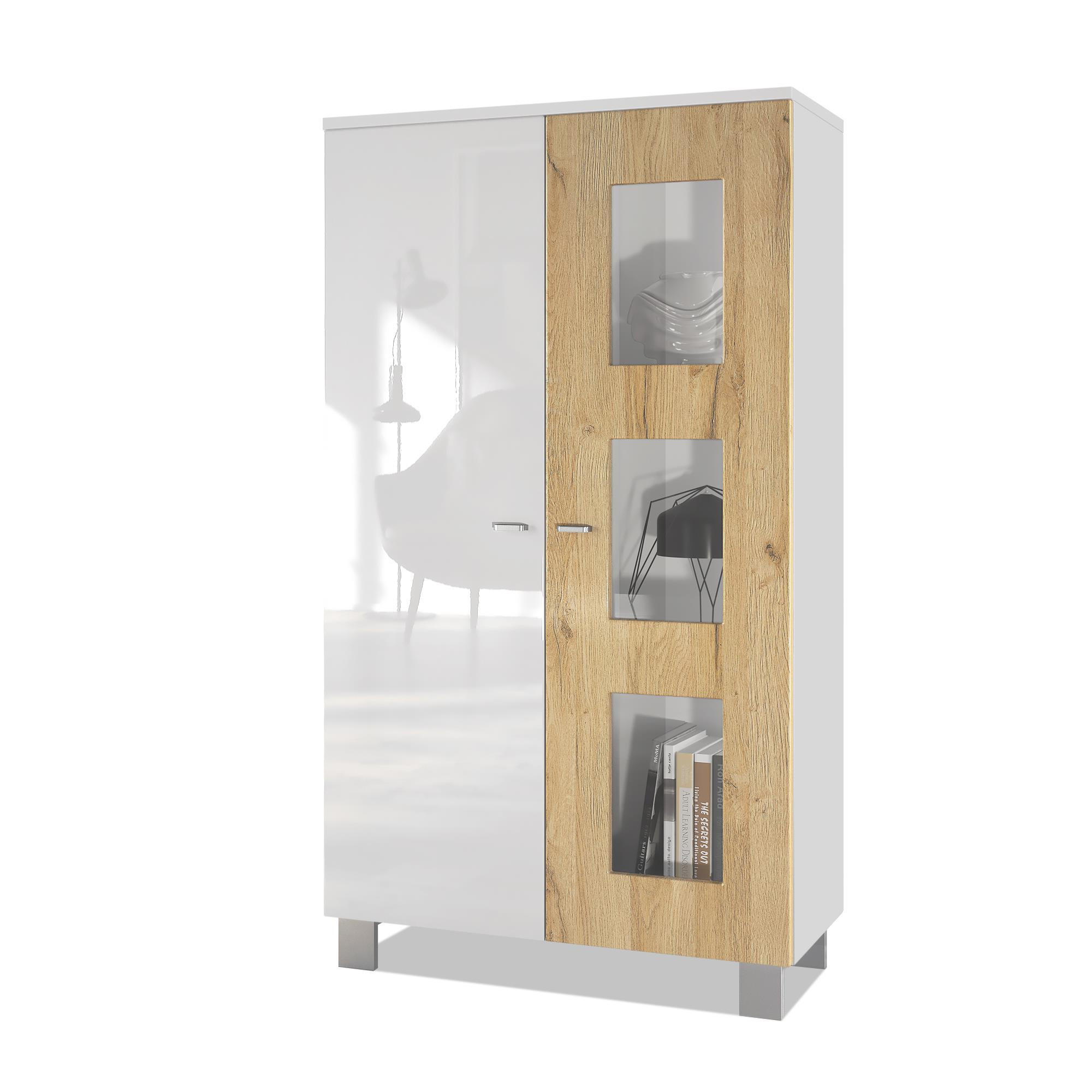 VITRINE Denjo Tür in Eiche Natur - Eichefarben, Holzwerkstoff (71/129/35cm) - Vladon