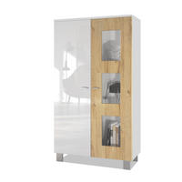 VITRINE Denjo Tür in Eiche Natur - Eichefarben, Holzwerkstoff (71/129/35cm) - Vladon
