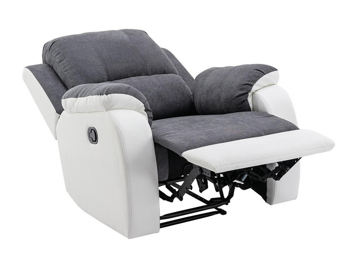 RELAXSESSEL - 1 Person - stoff - grau, weiß Brody - Weiß/Grau, Kunststoff/Textil (87/99/98cm) - Vente-Unique