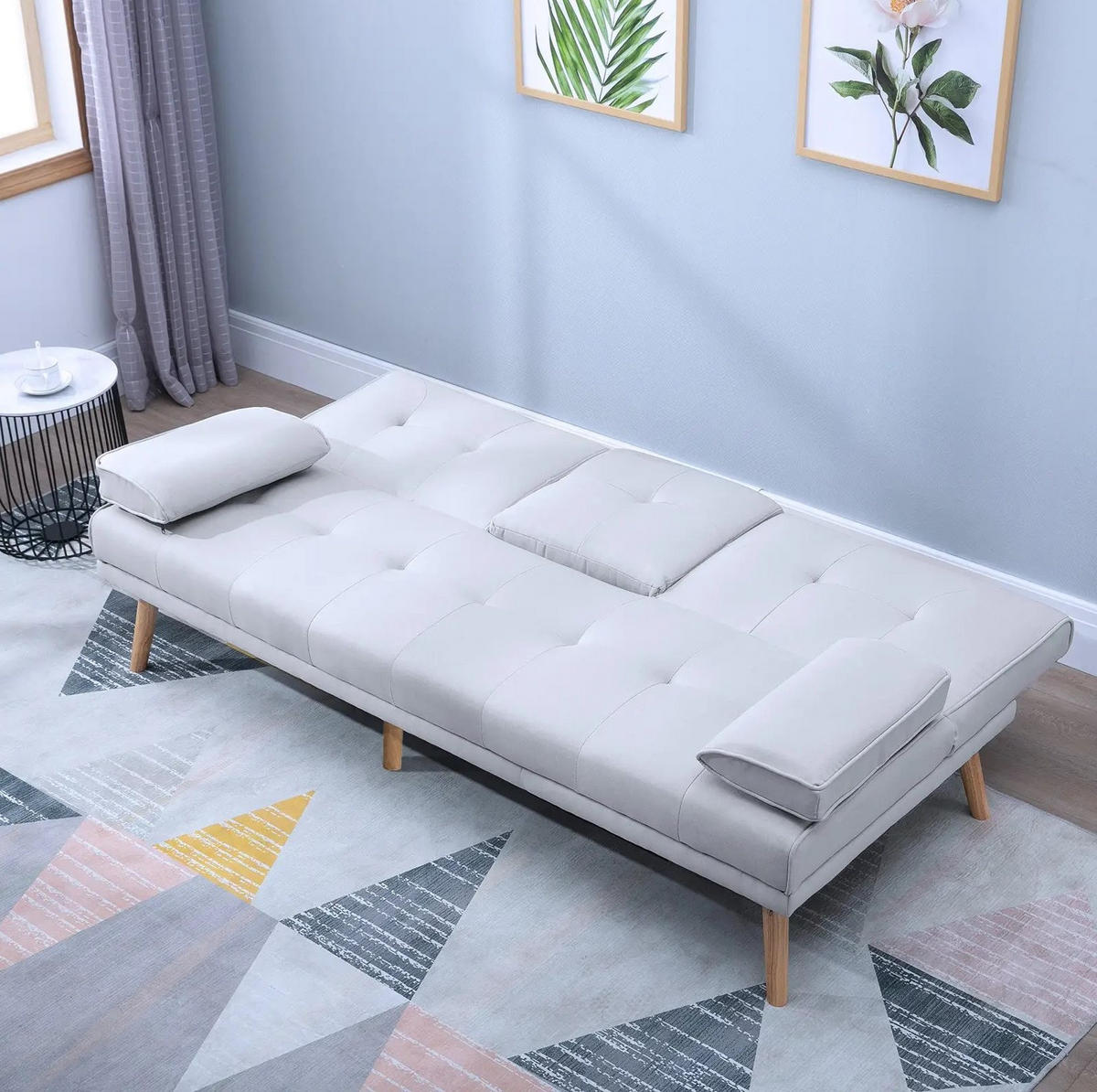 SCHLAFSOFA Polyester mit klappbarer Mittelablage, 3-fach verstellbarer Lehne 181/77/78 cm Hellgrau - Hellgrau, Textil (77/78/181cm) - Redom
