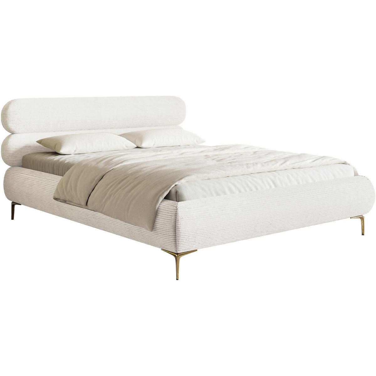 POLSTERBETT Roule Cord Creme 180x200 cm - Goldfarben/Creme, Textil/Metall (180/200cm) - Selsey