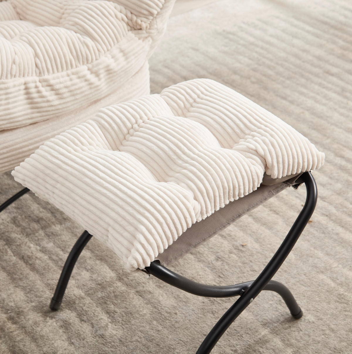 SESSELSET 69,9/64/95 cm in Weiß mit Hocker und Seitentasche - Weiß, Textil (69.9/95/64cm) - Flora Grace