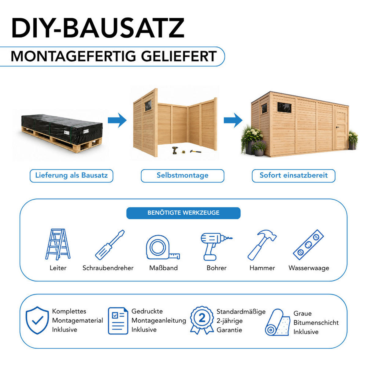 GARTENHAUS Holz 8,16 m², 404/216/202 cm, mit imprägniertem Boden, M327F2+M327G - Beige, Holz (404/216/202cm) - Timbela