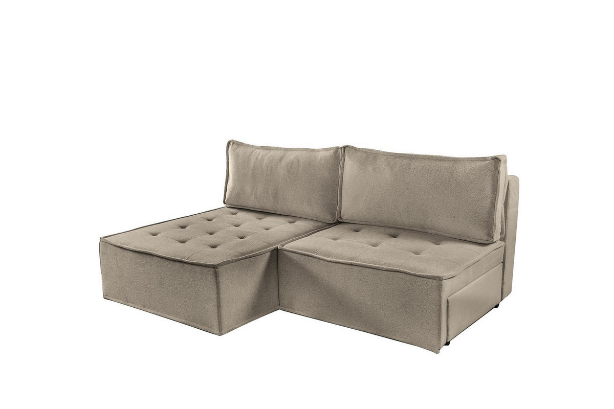 ECKSOFA Schlafsofa Amalia In Raven - Taupe, Holzwerkstoff/Textil (200/140cm) - Fun Möbel