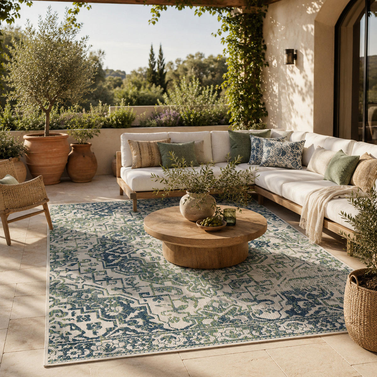 IN- UND OUTDOOR TEPPICH CARPETTO - Mintgrün, Textil (133/190cm) - Pergamon