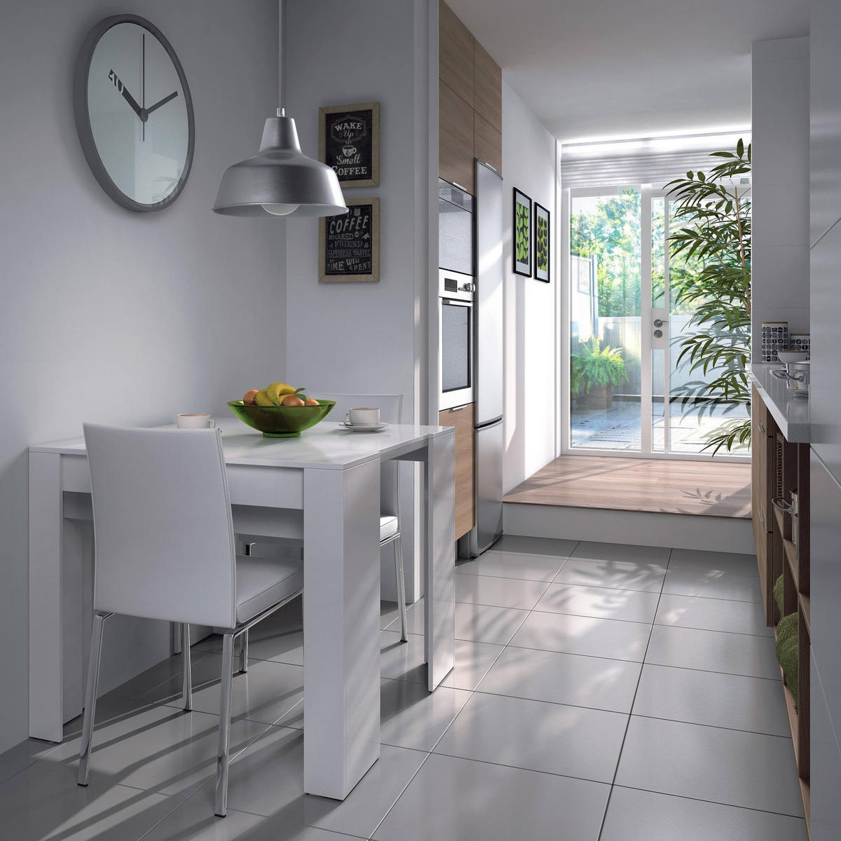 TISCH Ausziehbar Holzeffekt Glänzendes Weiß 51/90/78 cm - Weiß, Holzwerkstoff (90/78/51cm) - DMORA