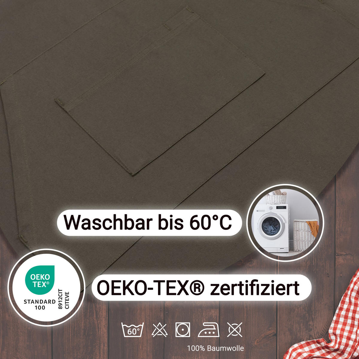 SCHÜRZE , 60x90 cm, 100% Baumwolle - Braun, Textil (60/90cm) - Zollner