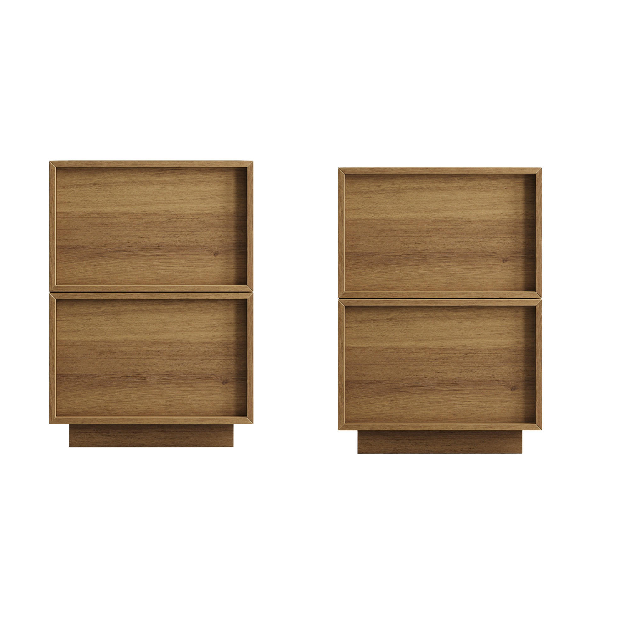 NACHTTISCH 48/38/50 cm in Eiche mit 2 Schubladen & griffloser Front - Braun, Holzwerkstoff (45/54/38cm) - BEAOK