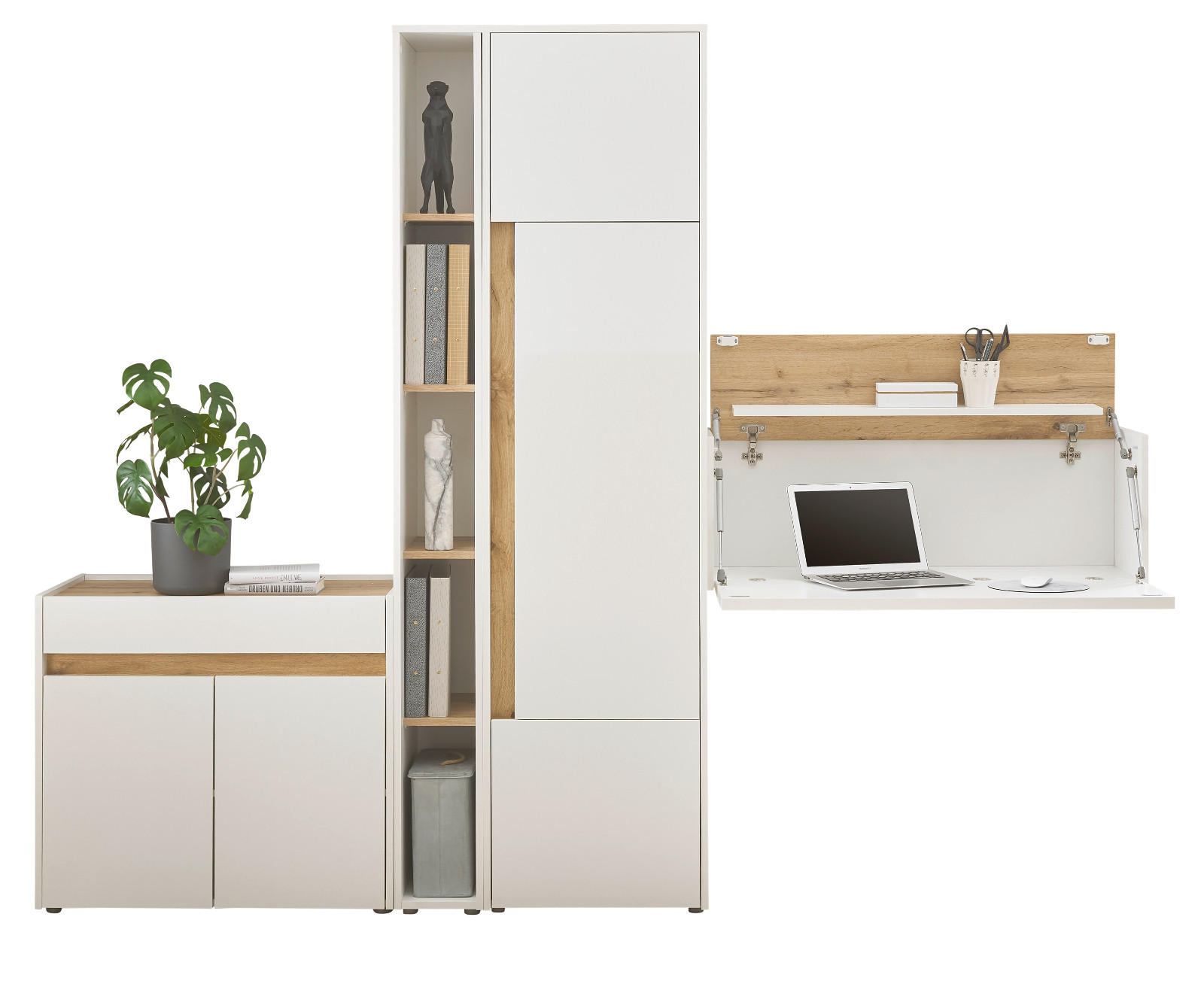 Furn.Design Aktenschrank Weiß, Eiche Wotan 250x200x40 cm
