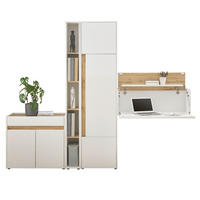 AKTENSCHRANK Set 4-teilig weiß matt, Eiche Wotan 250 cm, Büromöbelkombination mit Sekretär und viel Stauraum - Eichefarben/Silberfarben, Holz/Holzwerkstoff (250/200/40cm) - Furn.Design