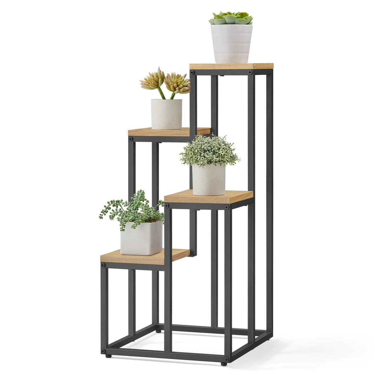 BLUMENSTÄNDER - Eichefarben/Schwarz, Metall (34/34/71cm) - Mat-Haus