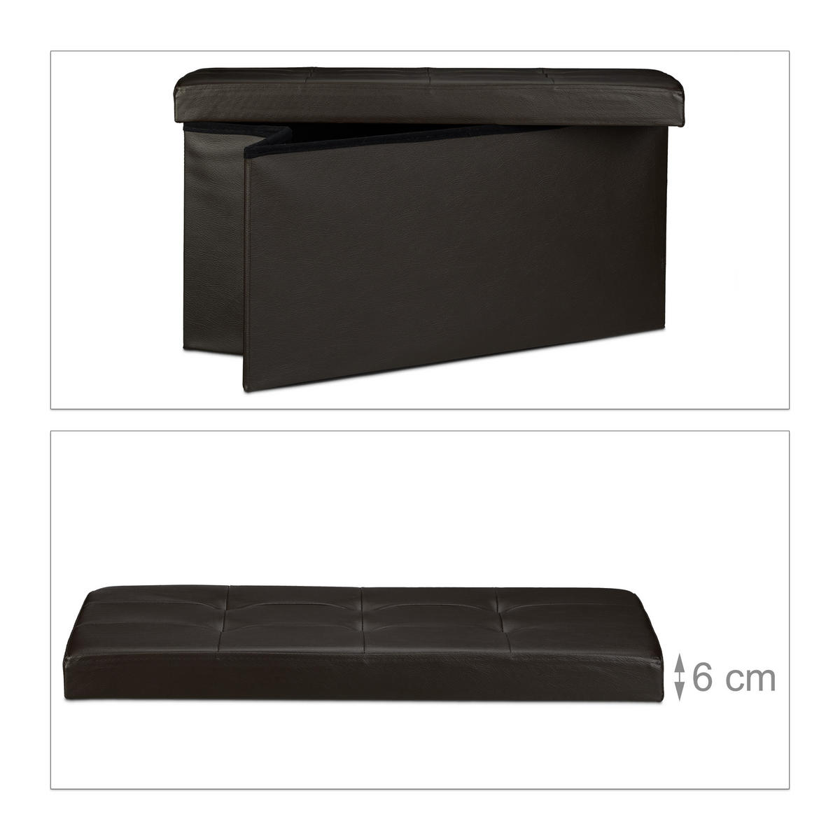SITZBANK Stauraum - Braun, Holzwerkstoff/Kunststoff (38/38/76cm) - Relaxdays