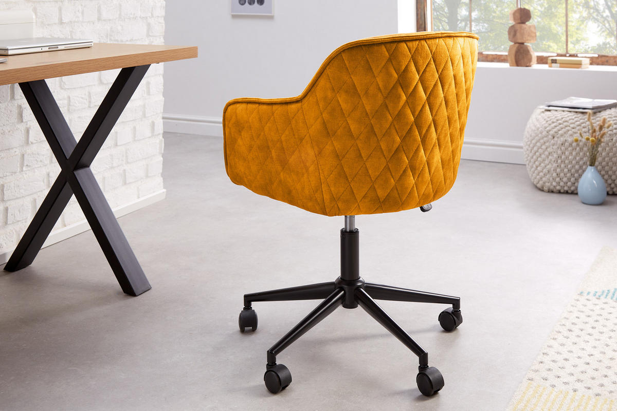 STUHL EUPHORIA Samt Senfgelb 90 cm - Gelb/Schwarz, Textil/Metall (58/81/60cm) - riess-ambiente