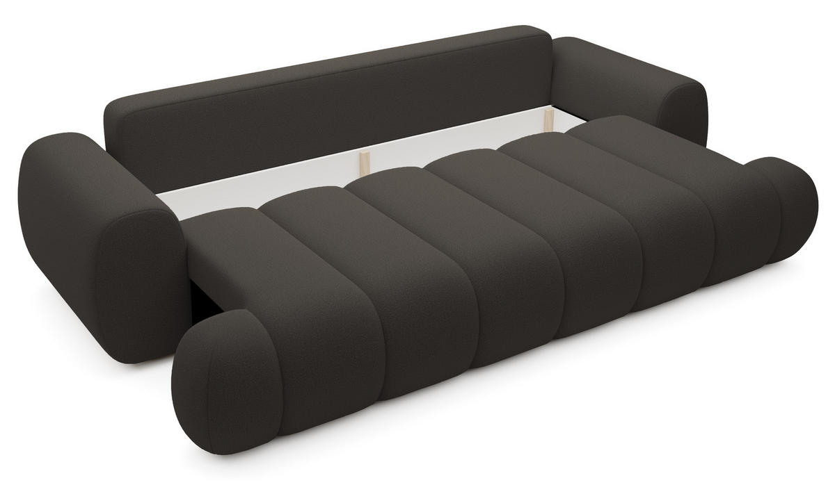 SOFA 260 cm mit Schlaffunktion Puro, Bettkasten, Modern Design, Dunkelgrau - Dunkelgrau, Holz (263/81/110cm) - Emporius