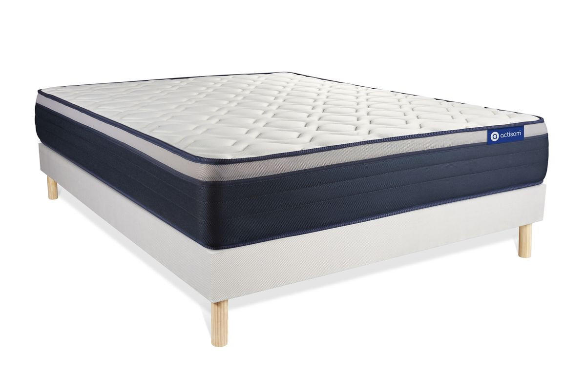 BETT Actilatex max Latex und Memory-Schaum 180 x 220 cm h3 - Kit Bettgestell Weiß - Beige/Weiß, Karton/Holz (180/220cm) - ACTISOM
