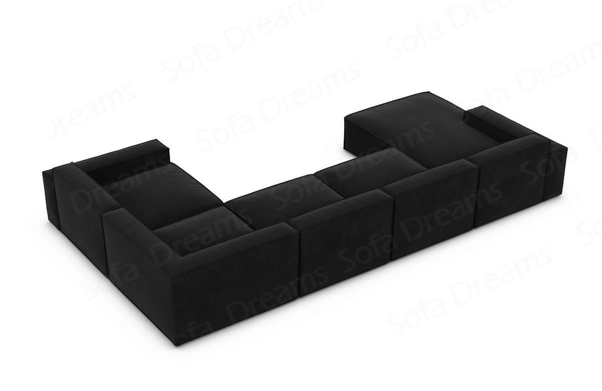 WOHNLANDSCHAFT Beluga Schwarz Samtstoff - Schwarz, Kunststoff (313/73/181cm)