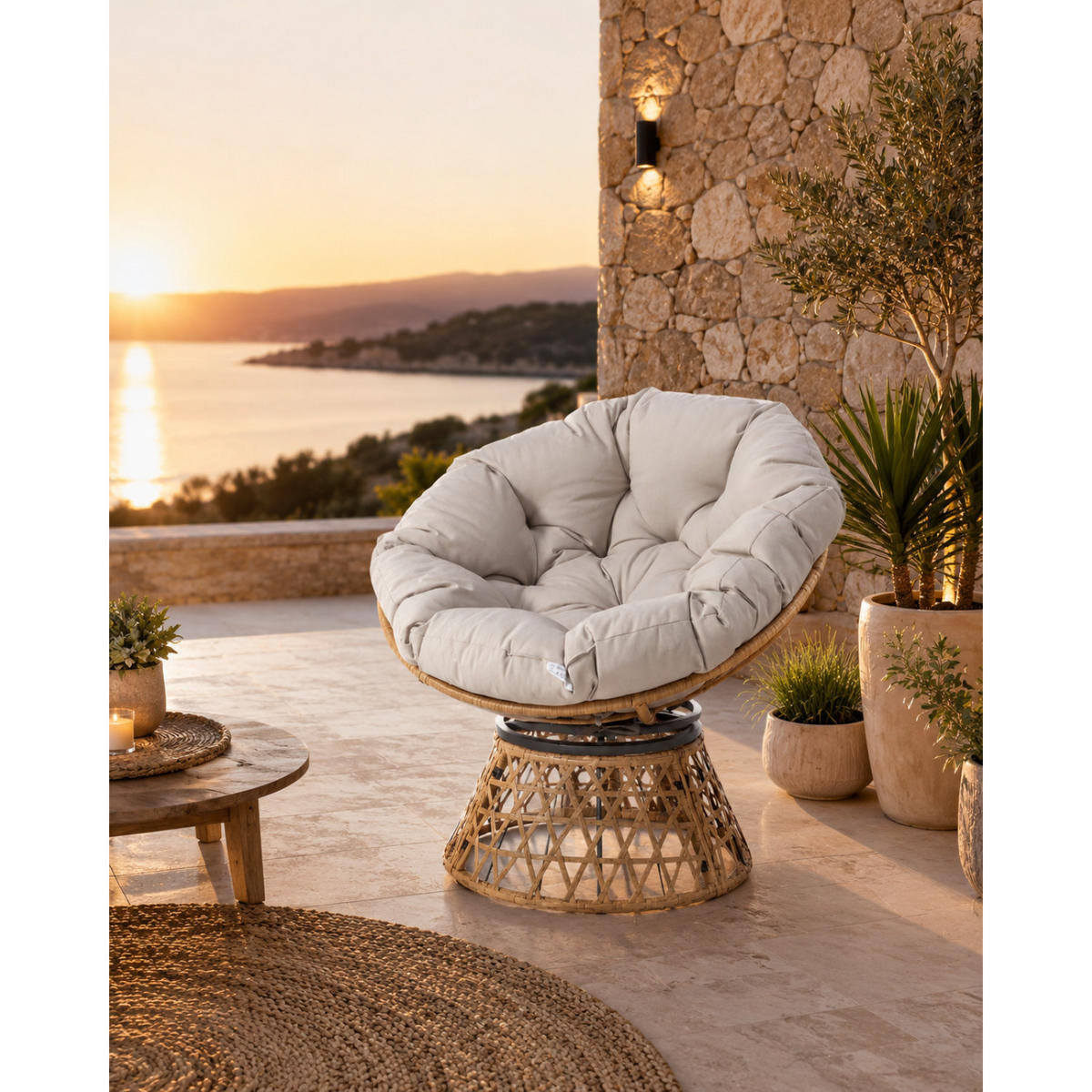 SESSEL Papasan Braun - Braun, Metall (70/76/80cm) - Concept Usine