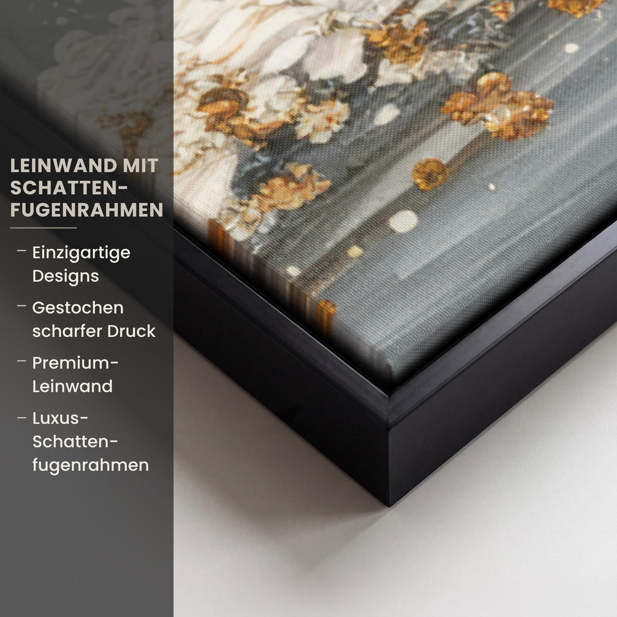 LEINWAND Bilder mit Rahmen - Baum - Blumen - Weiß - Natur - Kunst - 60x90 - Weiß, Textil (60/90cm) - MuchoWow
