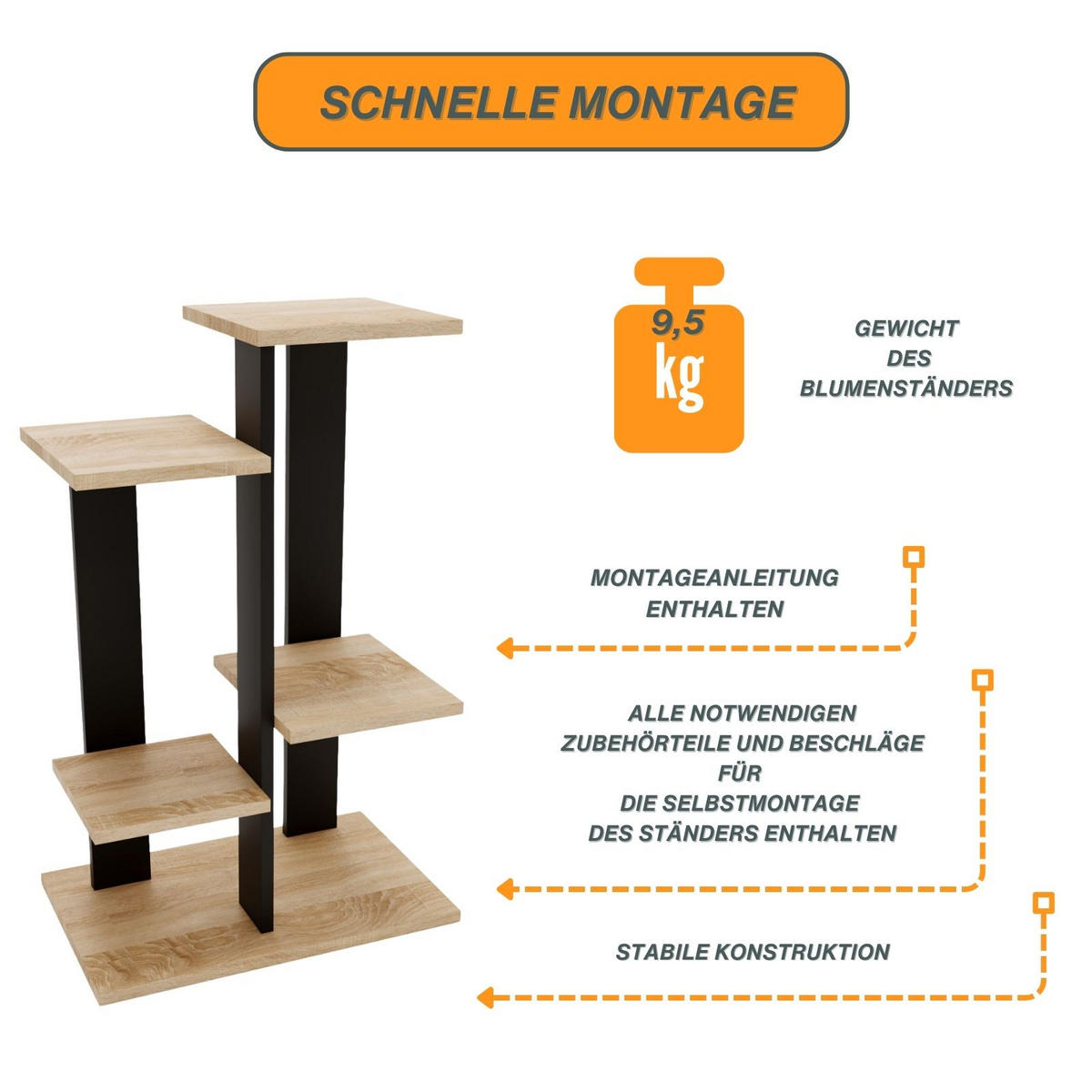 BLUMENSTÄNDER M4 - Sonoma Eiche, Holzwerkstoff (32/82/52cm) - RAUMHIRSCH FURNITURE