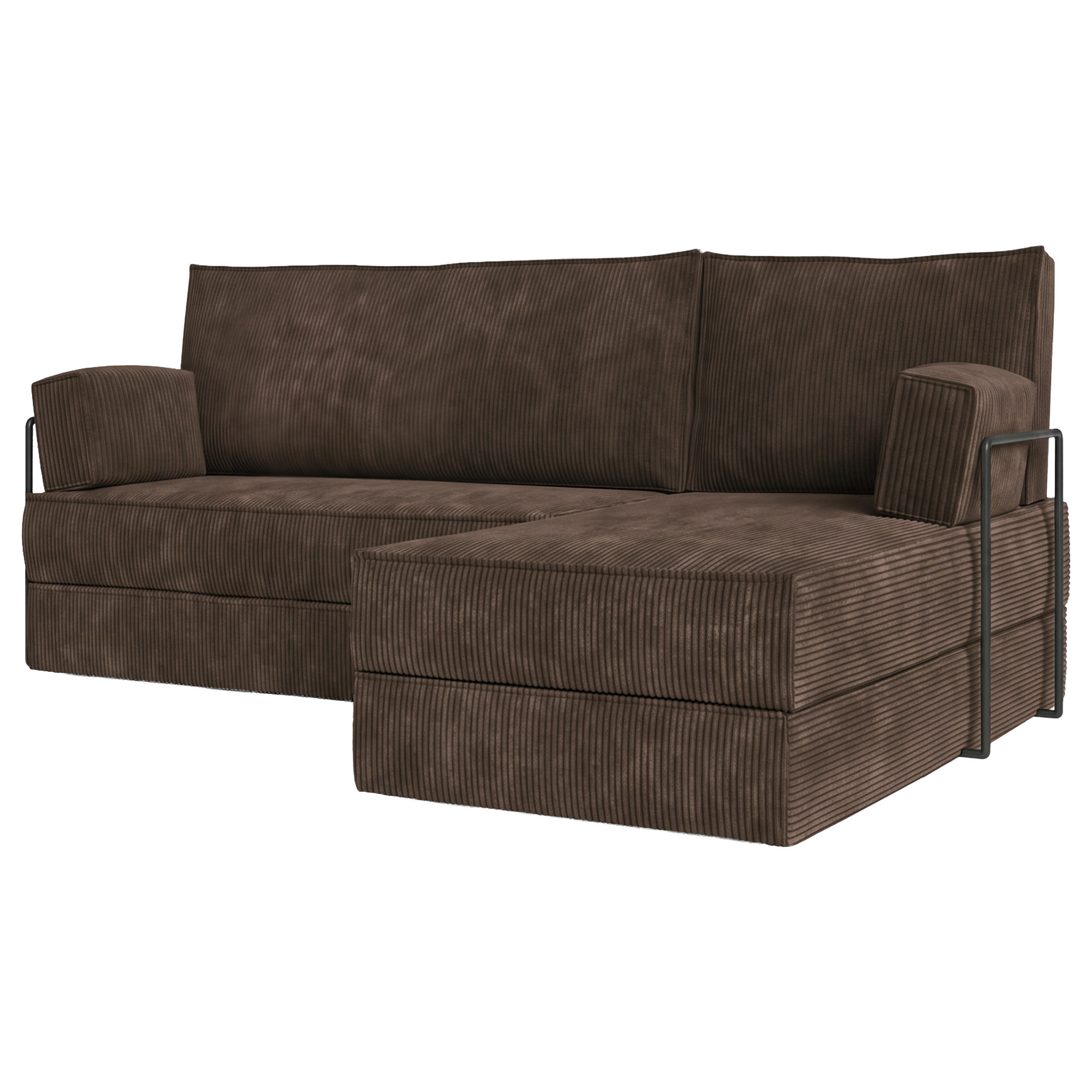 ECKSOFA NOTIA modulares Boneless Sofa mit Schlaffunktion Braun Kordstoff - Braun, Textil (200/120cm) - MASSENO