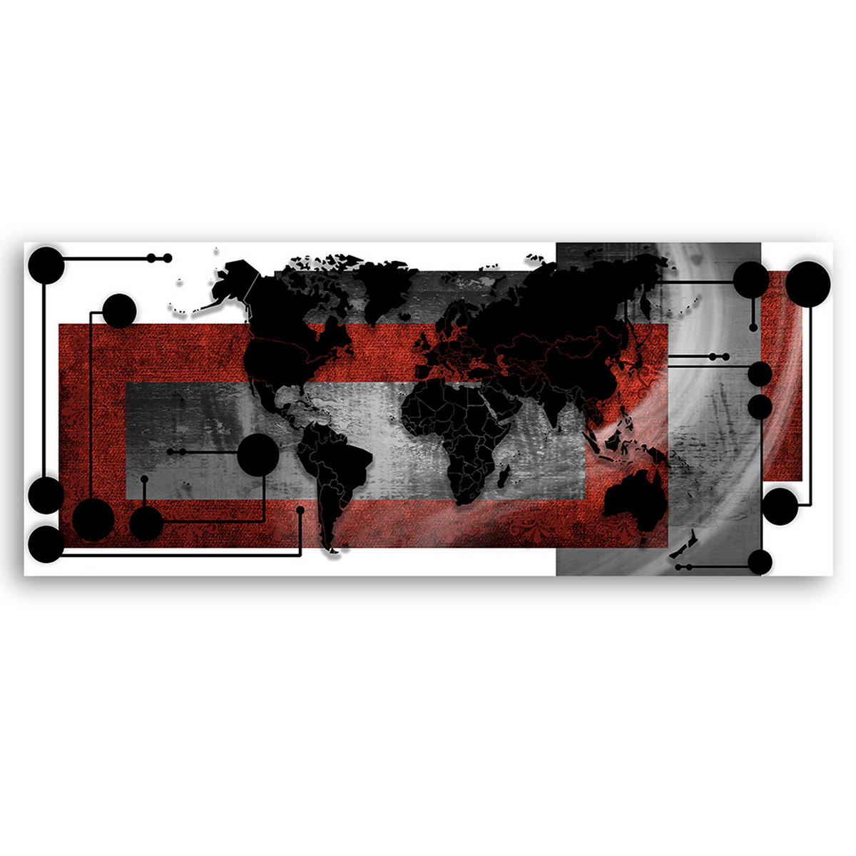 WANDBILD weltkarte abstrakt - Grau, Textil (90/30cm) - Feeby