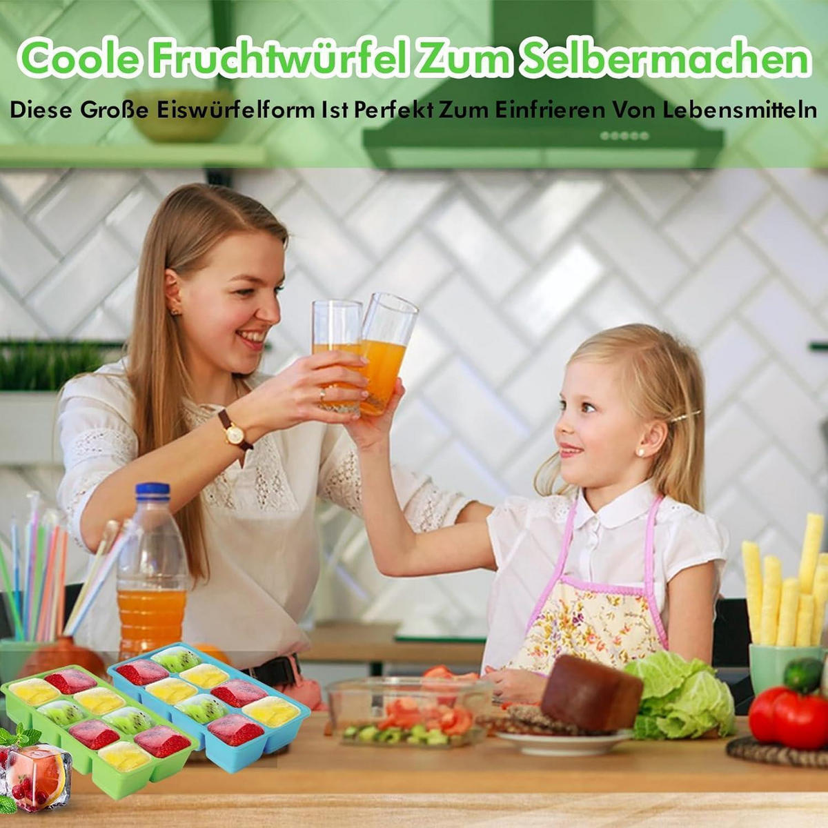 EISWÜRFELFORM 2-teiliges Set Schwarz - Schwarz, Kunststoff (12/5/21cm)