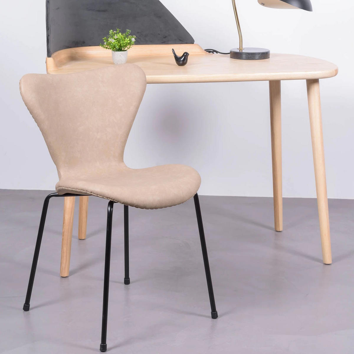 STUHL Textil Beige - Beige, Textil (49/79/48cm) - Nest Dream