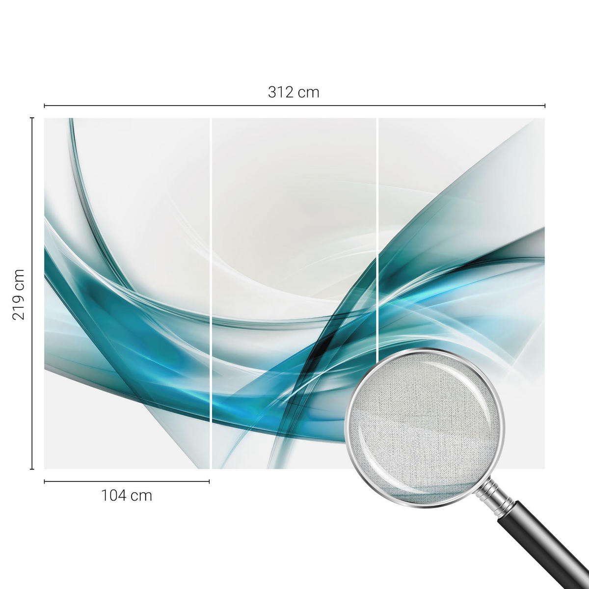 FOTOTAPETE 312x219 cm - Blaue Wellen - Weiß, Textil (312/219cm) - Wallfluent
