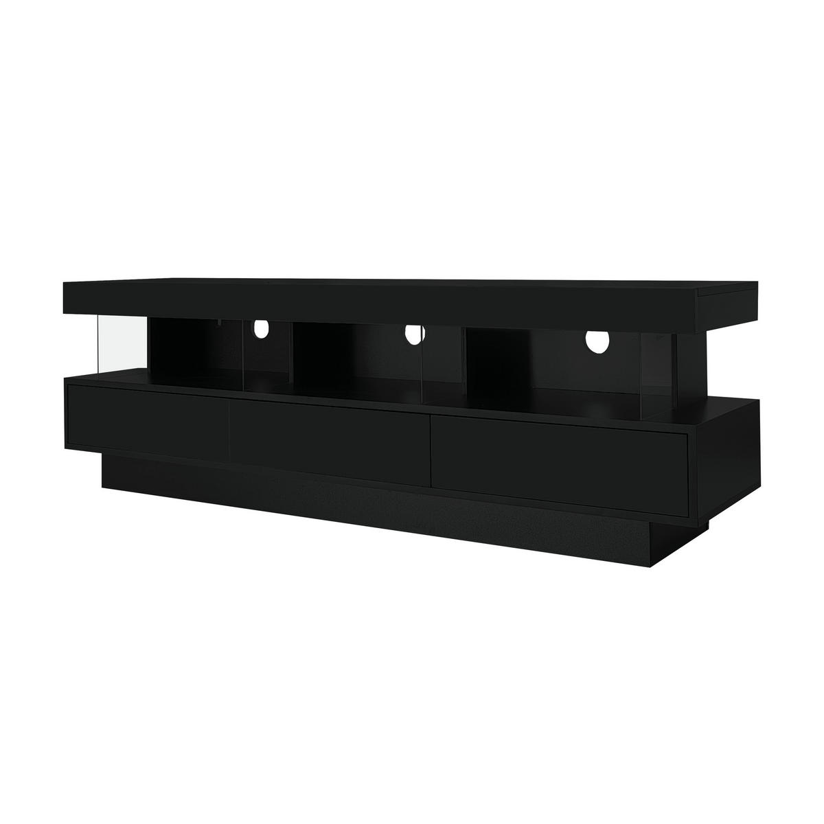 TV-LOWBOARD Glasfächer Schwarz 160/38/50.5 cm - Schwarz, Holz (160/50.5/38cm) - PANGIVO