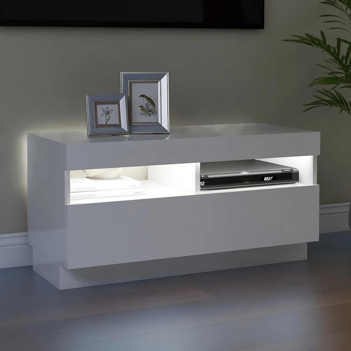TV-SCHRANK Mit Led-Leuchten Hochglanz-Weiss 80/35/40 Cm - Weiß, Holzwerkstoff (30/40/150cm) - vidaXL