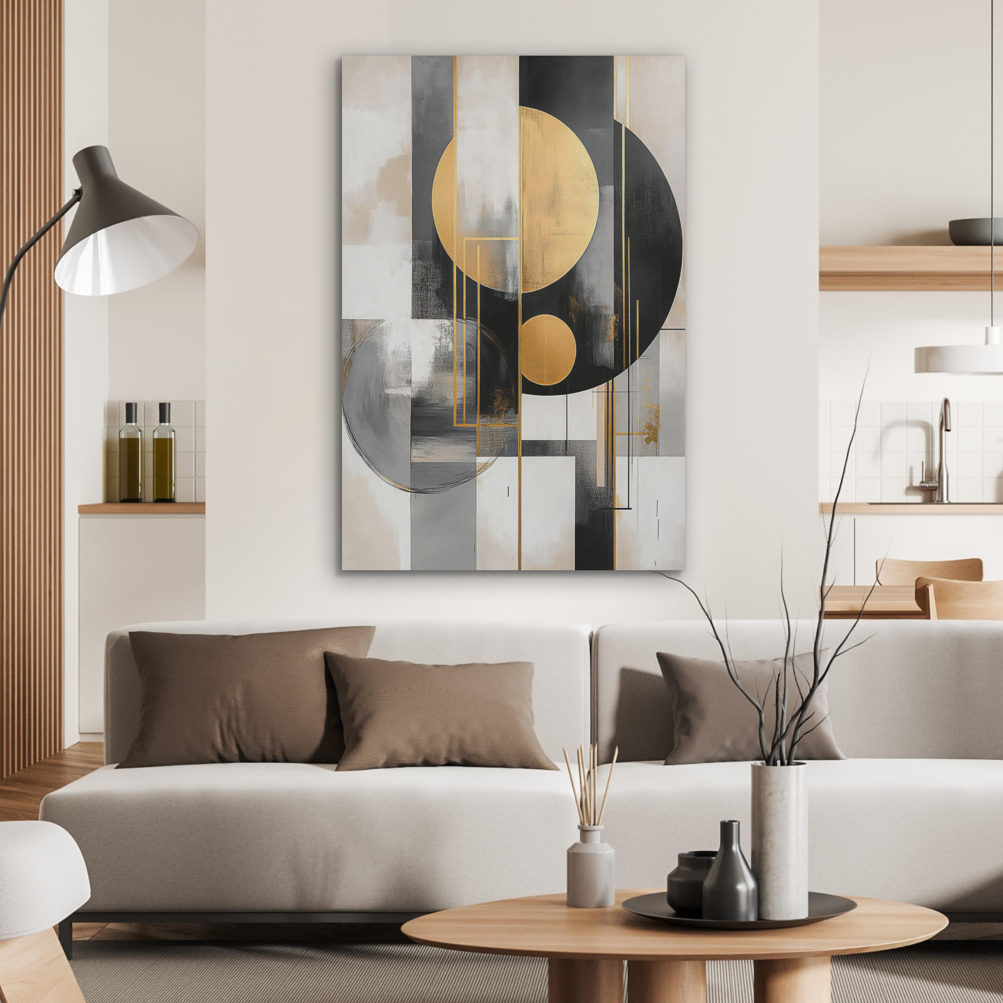 AKUSTIKPANEEL Abstrakt - Gold - Silber - Formen - Ästhetisch - Modern 70x100 cm - Goldfarben, Textil (70/0.9/100cm) - MuchoWow