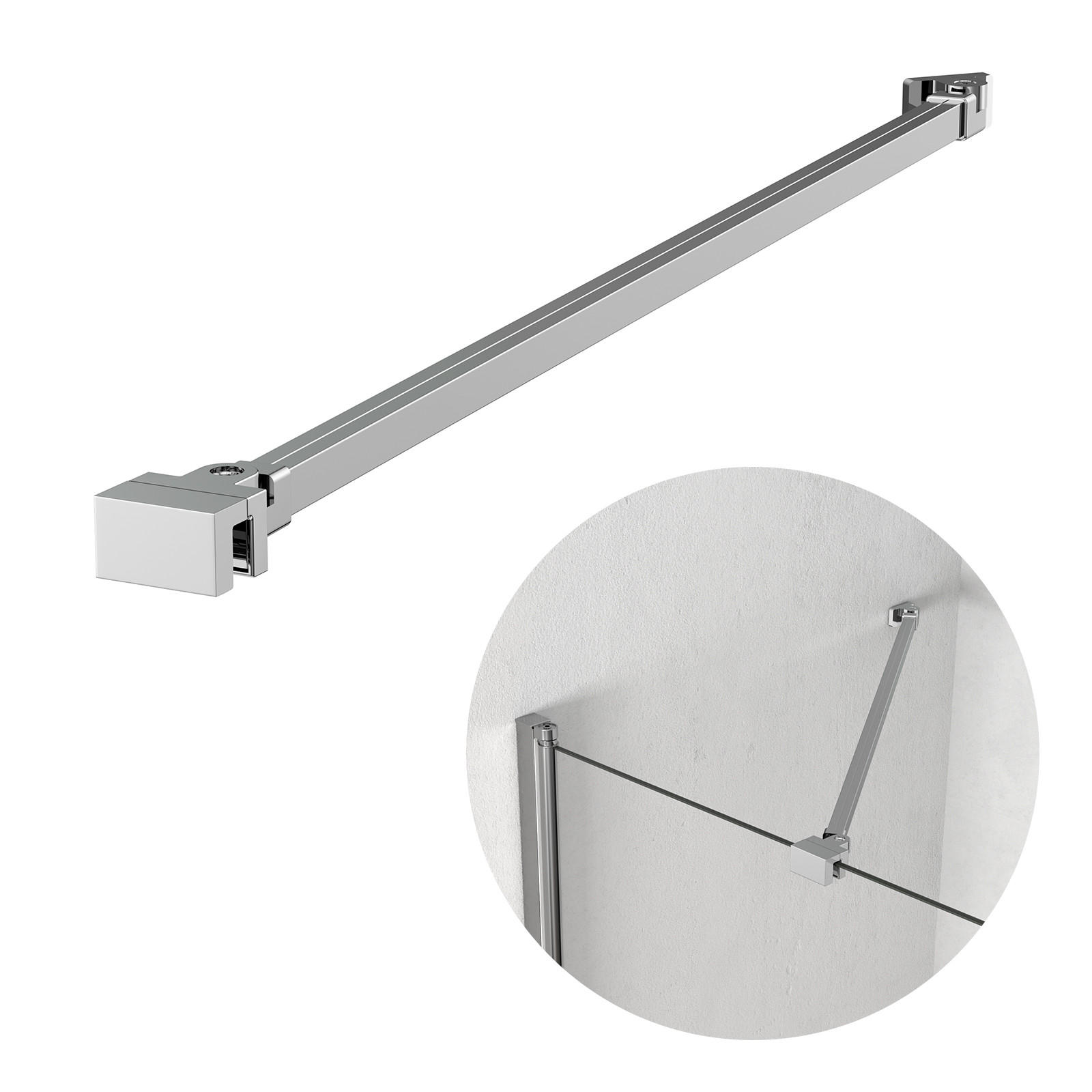 STABILISIERUNGSSTANGE für Dusche Edelstahl teleskopierbar 50 cm - Chromfarben, Metall (4.2/50/2.9cm) - EMKE